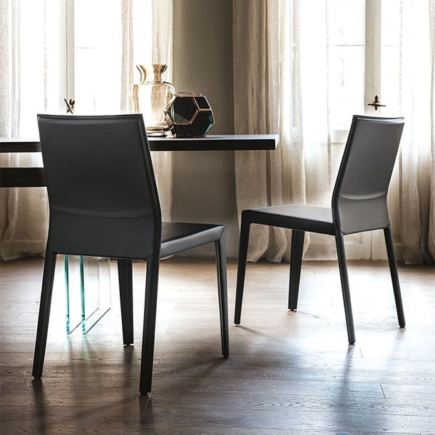 Sedia in cuoio senza braccioli Margot Cattelan Italia