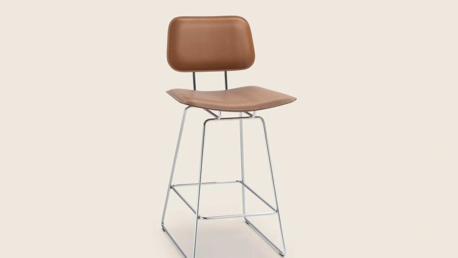 Sgabello Echoes SH con seduta in cuoio e base in metallo di Flexform