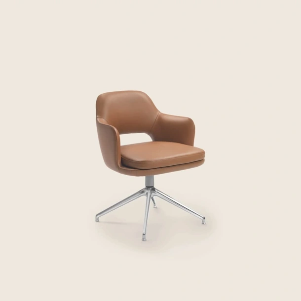 Sedia Eliseo in pelle e alluminio di Flexform