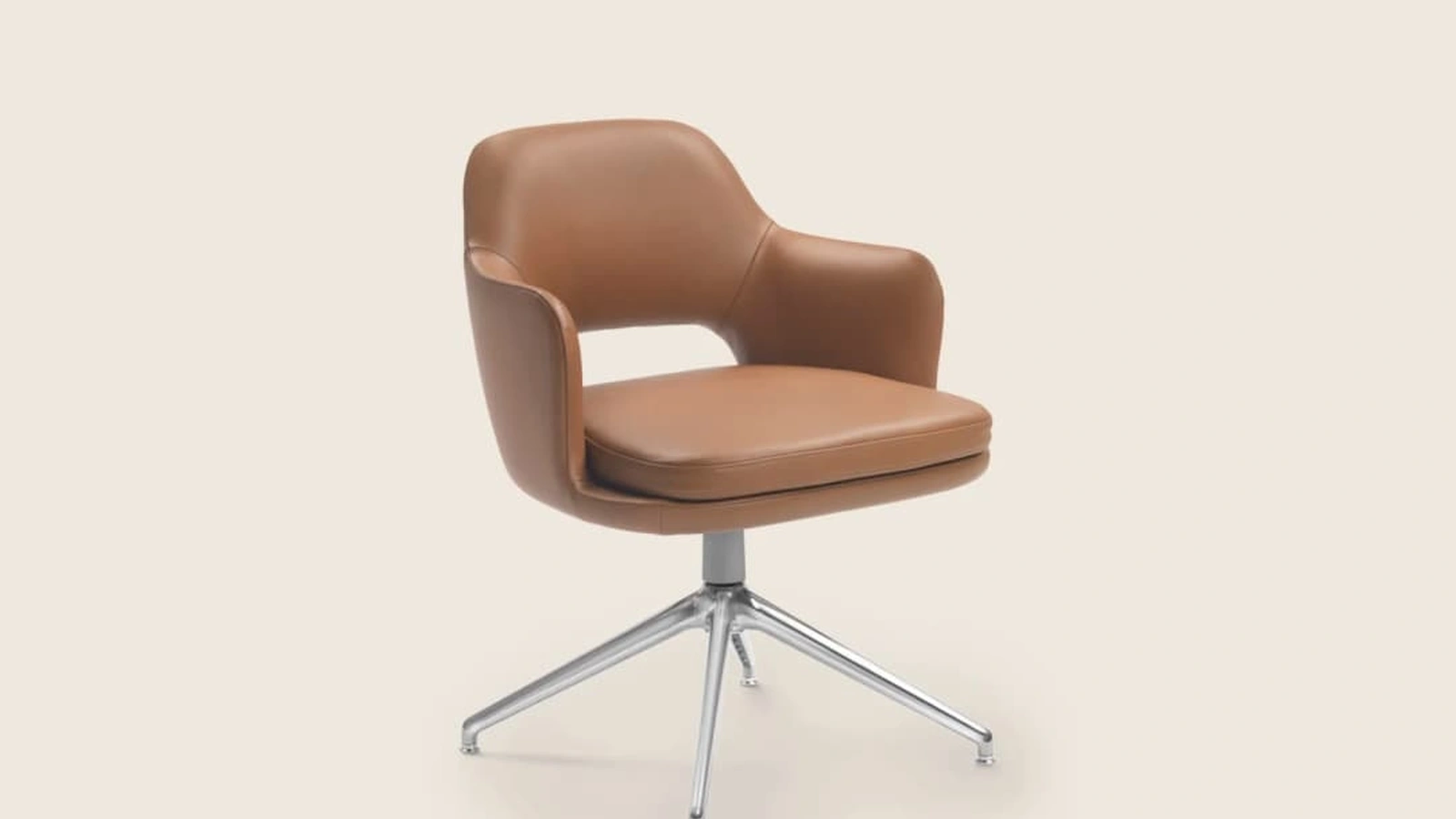 Sedia Eliseo in pelle e alluminio di Flexform