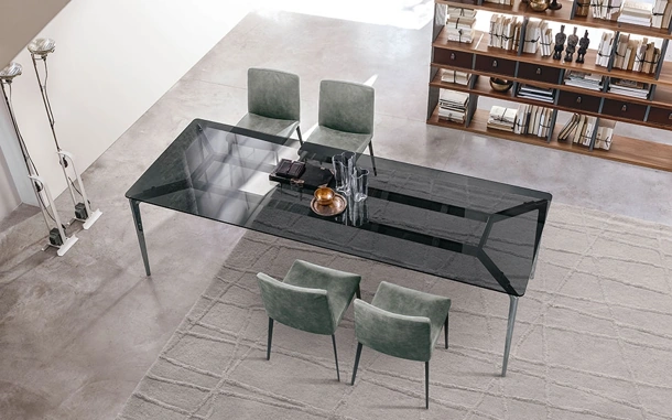 Sedia Flexa rivestita in pelle con struttura in metallo di Alivar