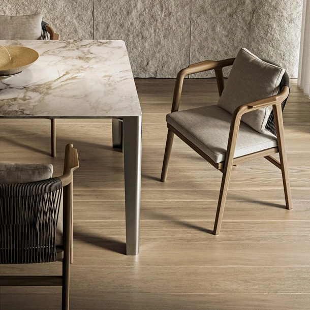Sedia Crono in legno e cuoio di Flexform