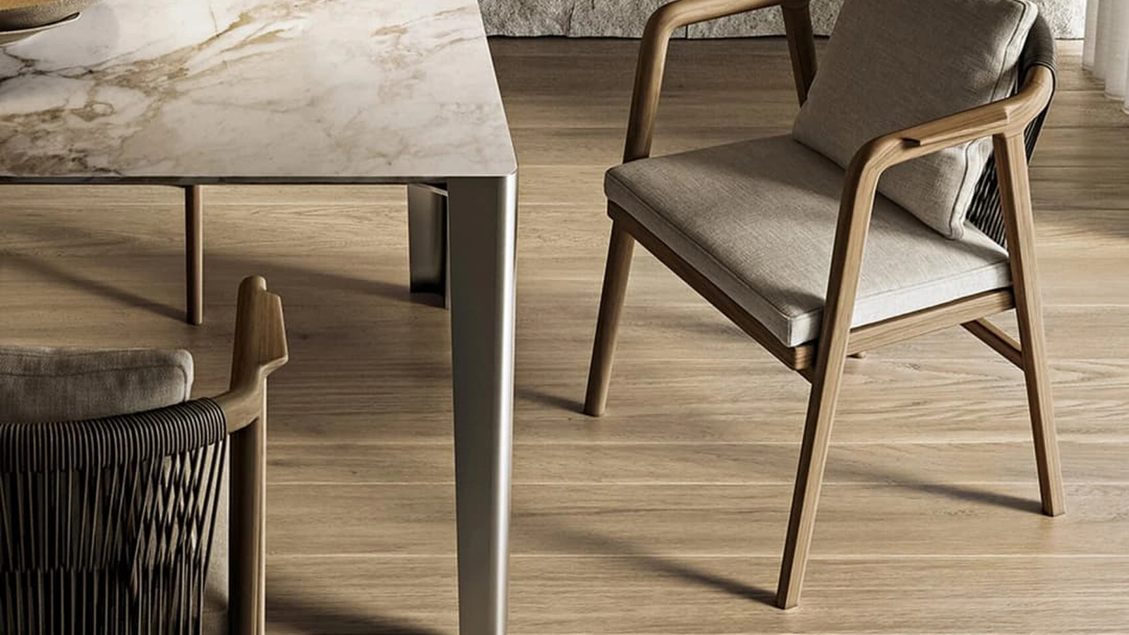 Sedia Crono in legno e cuoio di Flexform