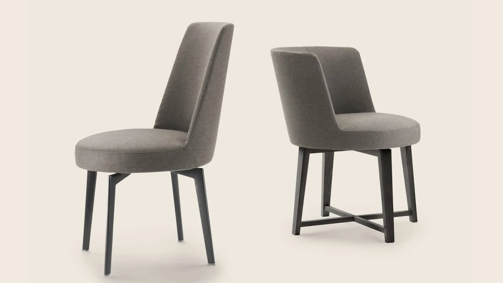 Sedia Hera in tessuto con gambe in legno massello di Flexform