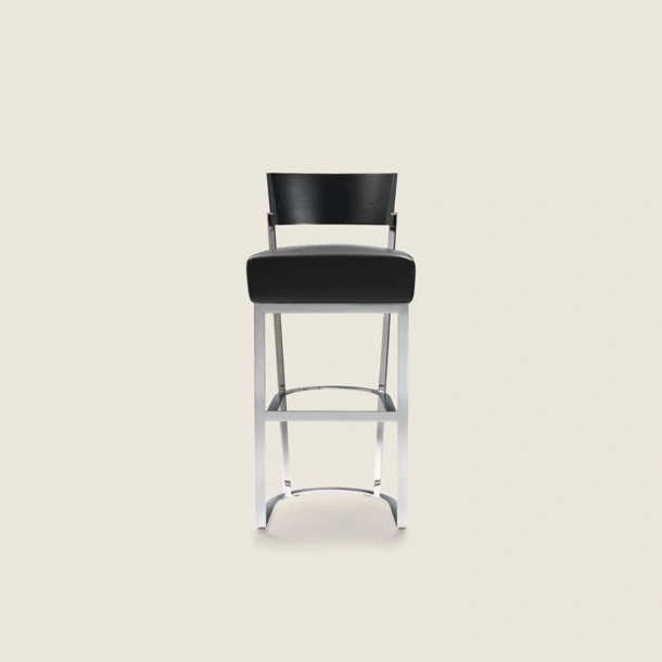 Sgabello Morgan in metallo con seduta in pelle imbottita di Flexform
