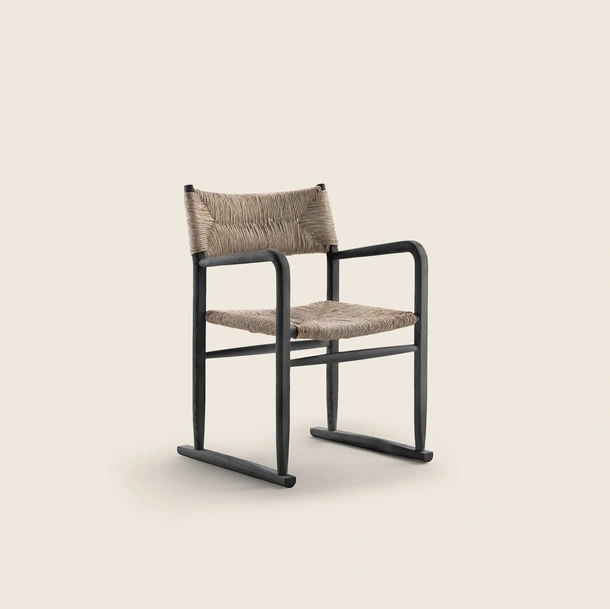 Sedia Kim in paglia e legno di Flexform
