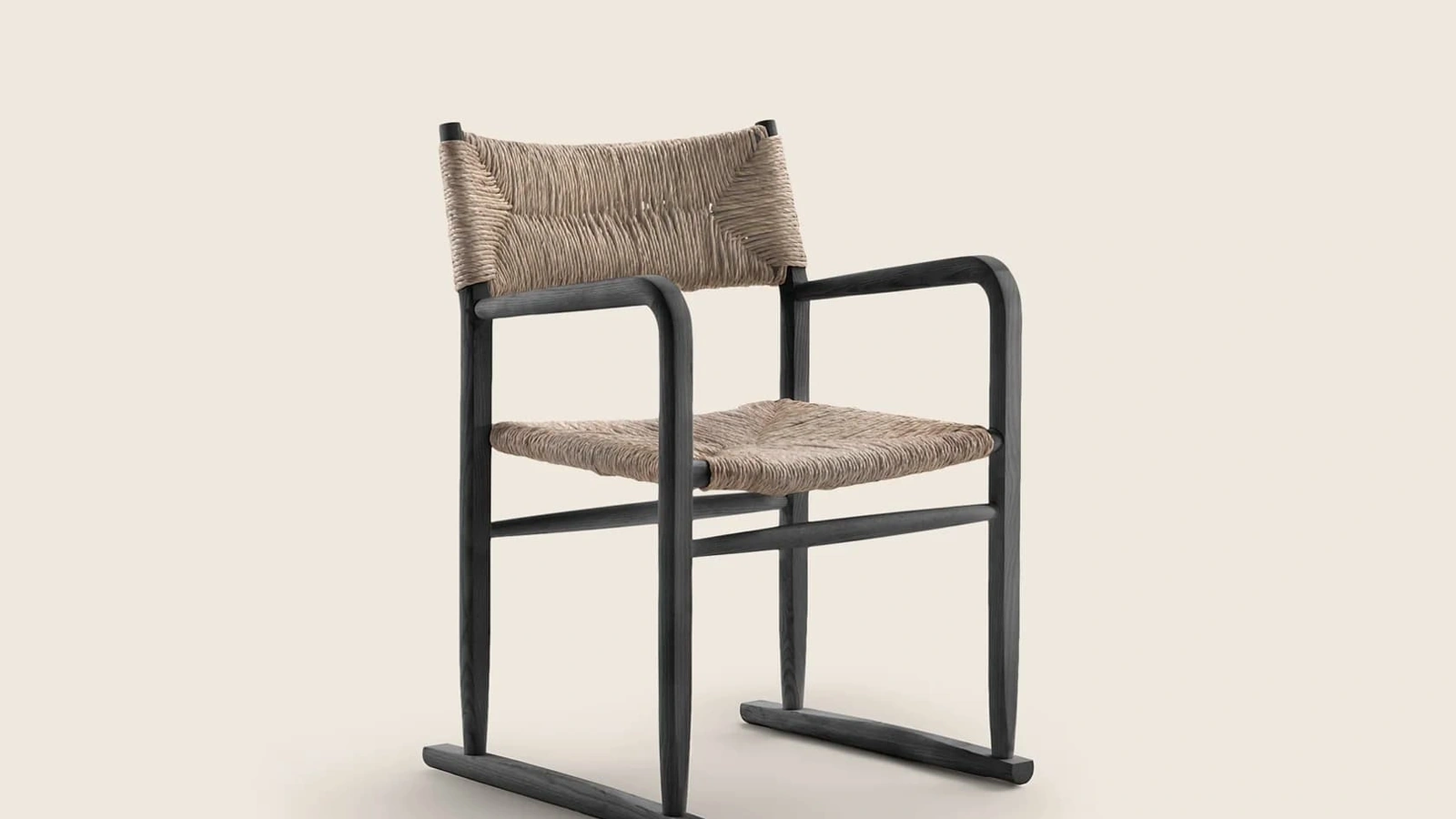 Sedia Kim in paglia e legno di Flexform