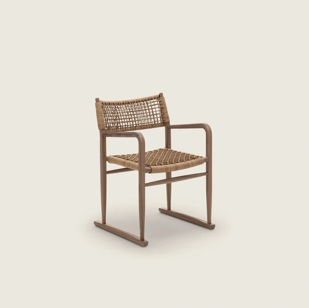 Sedia Kim SH Cord in cuoio e legno di Flexform