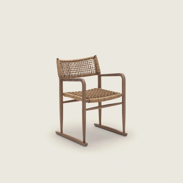 Sedia Kim SH Cord in cuoio e legno di Flexform
