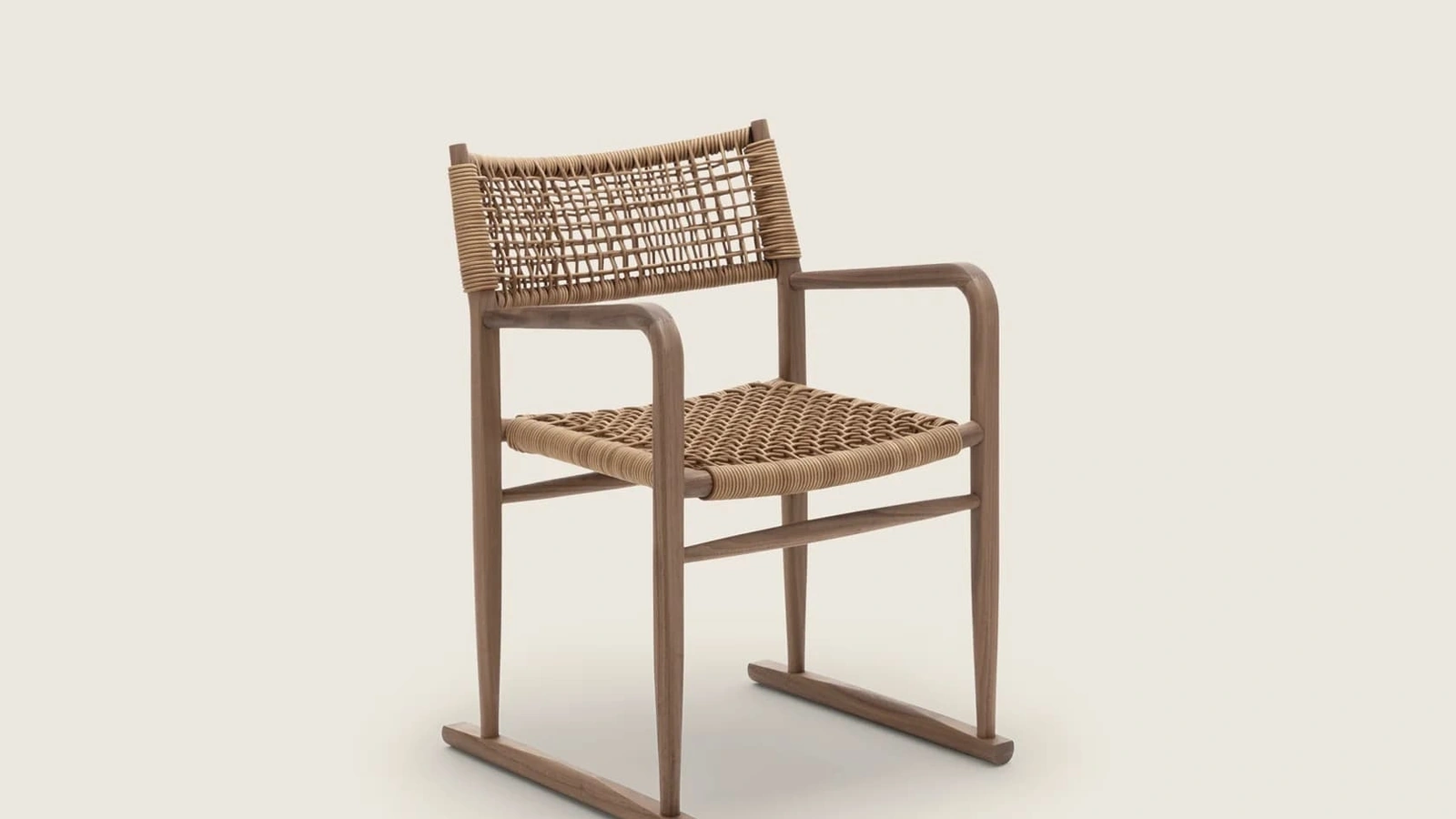 Sedia Kim SH Cord in cuoio e legno di Flexform