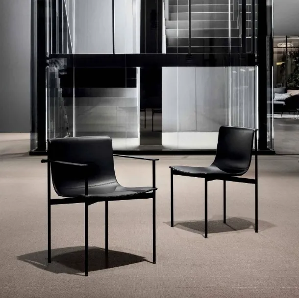 Sedia in pelle Ombra di Lema