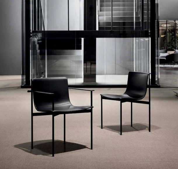 Sedia in pelle Ombra di Lema