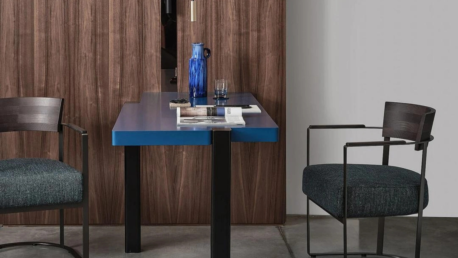 Sedia Morgan in legno e metallo con seduta in tessuto di Flexform