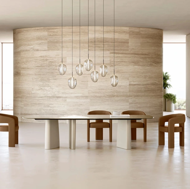 Tavolo Albert con top in cristallo di Eforma