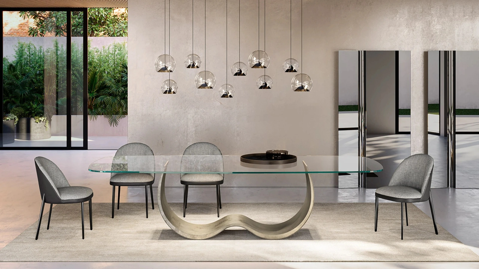 Tavolo Alisei con top in cristallo di Eforma