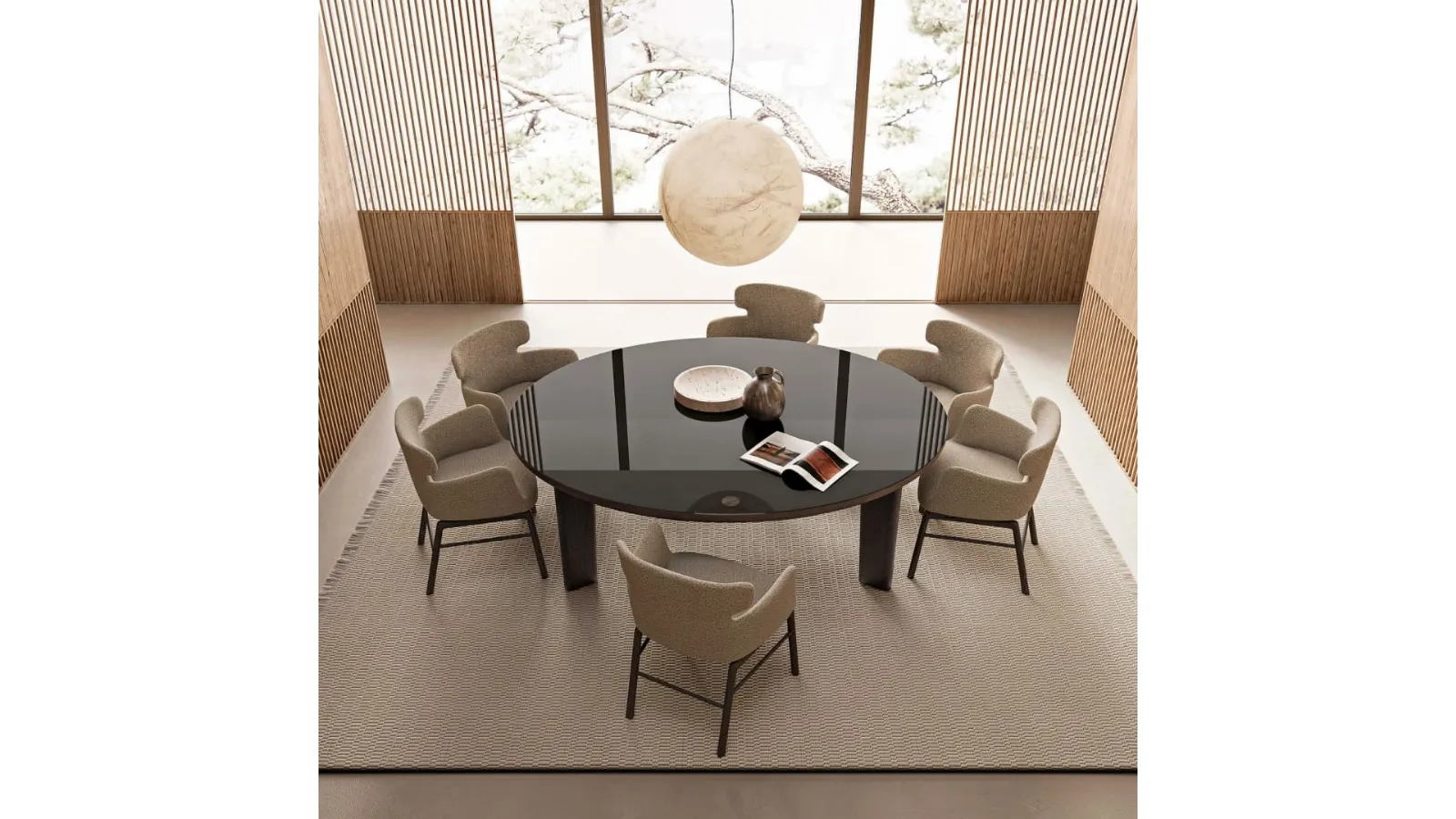 Tavolo Arnold con piano in vetro e struttura in legno di Flexform