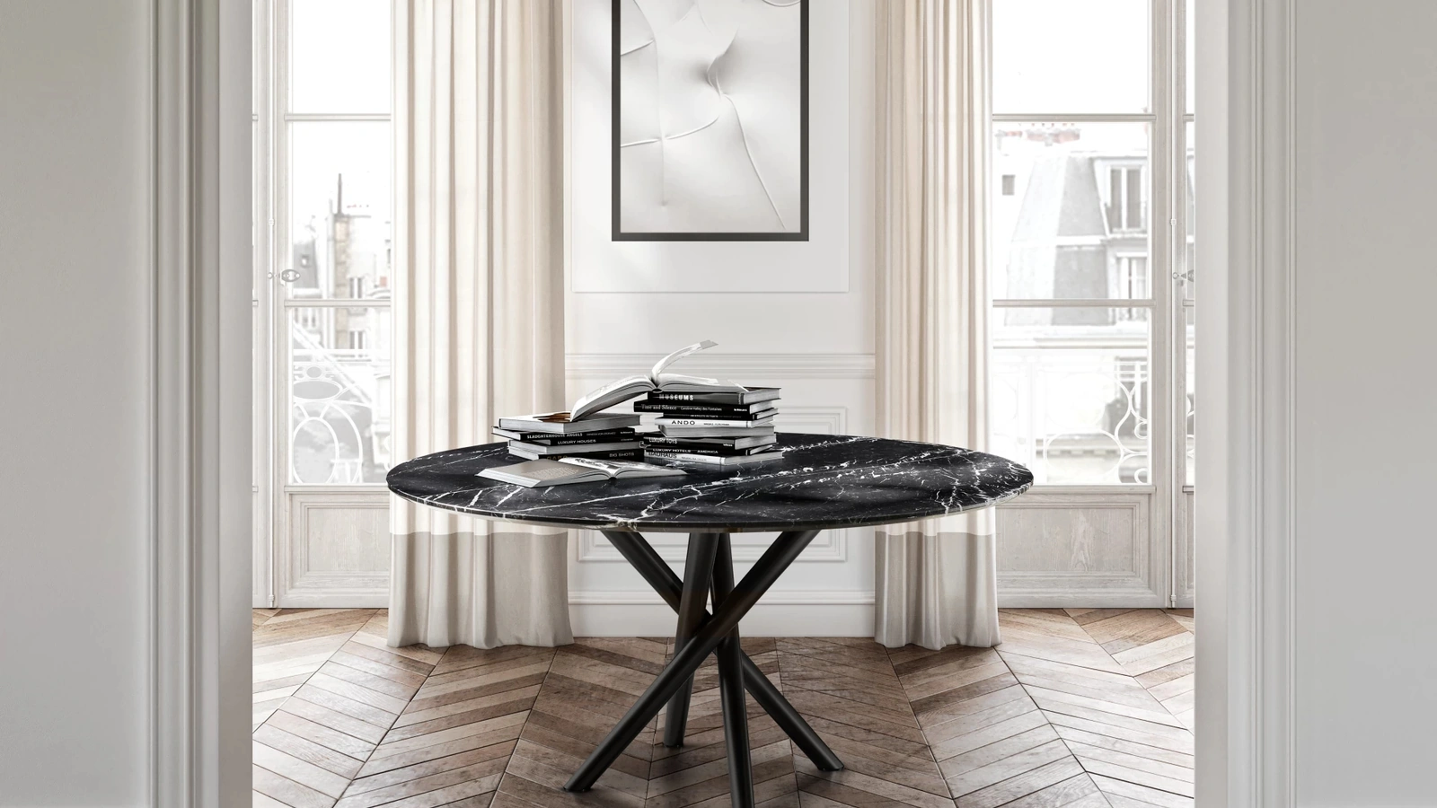 Tavolo Baly con top in marmo di Eforma