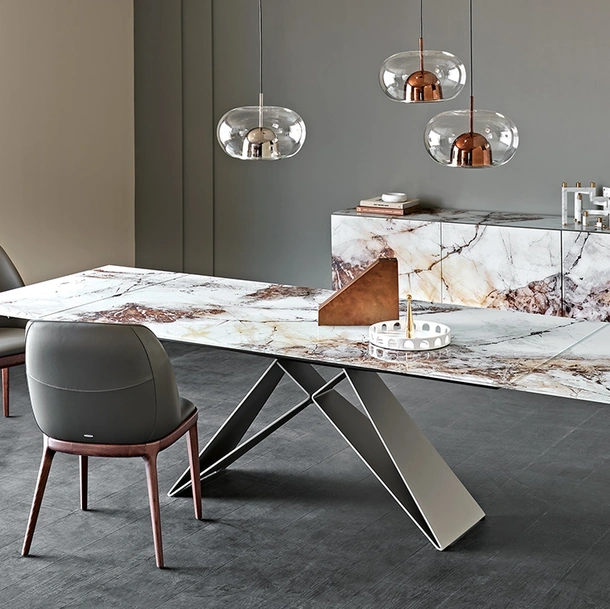 Tavolo allungabile in cristallo stampato Premier Crystalart Drive di Cattelan Italia