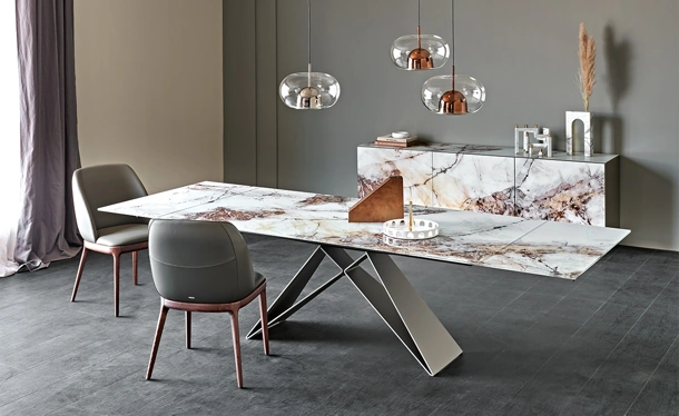 Tavolo allungabile in cristallo stampato Premier Crystalart Drive di Cattelan Italia