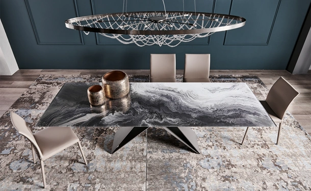 Tavolo in cristallo stampato Premier Crystalart di Cattelan Italia