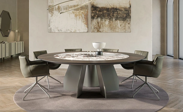 Tavolo con top in legno e ceramica Senator Ker-Wood Round di Cattelan Italia