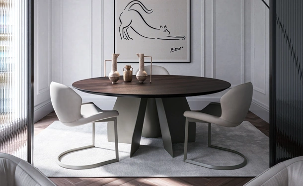 Tavolo con top in legno Senator Round di Cattelan Italia