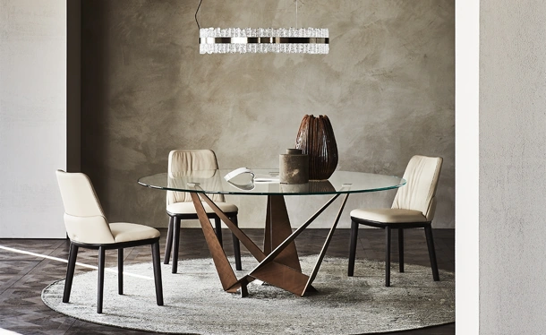 Tavolo rotondo in cristallo Skorpio Round di Cattelan Italia