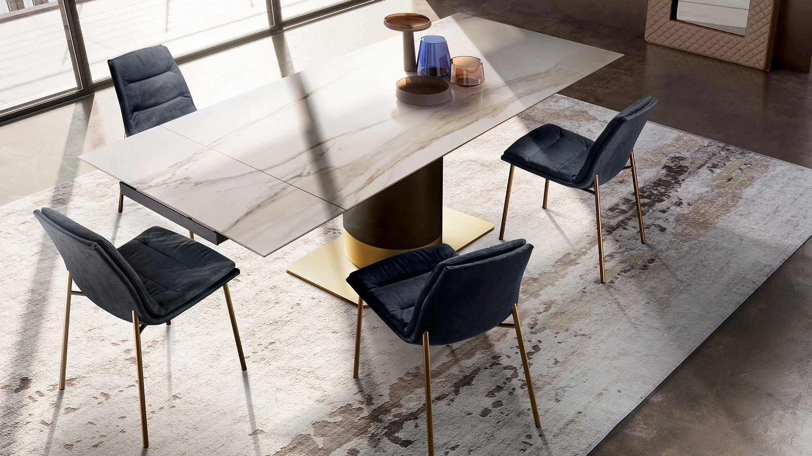 Tavolo allungabile Cilindro con top in ceramica di Eforma