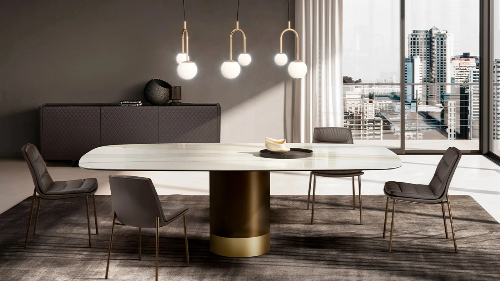 Tavolo Cilindro con top in ceramica di Eforma