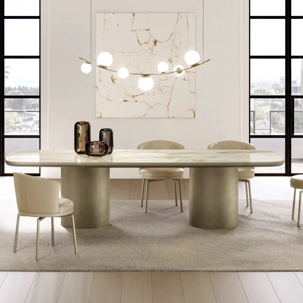 Tavolo Cilindro con top in ceramica king di Eforma