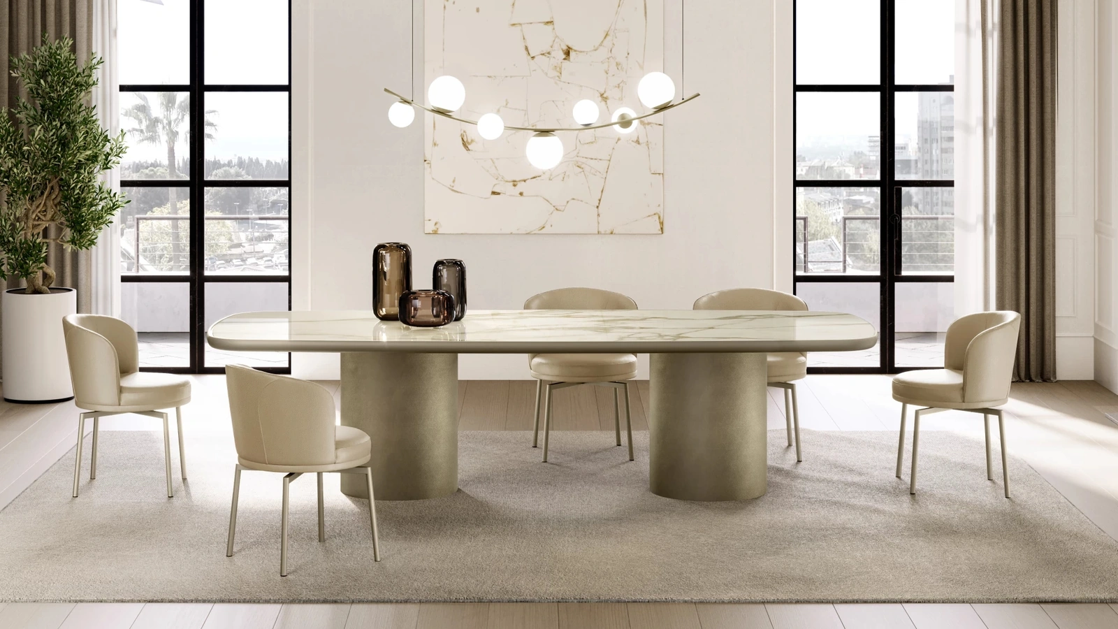 Tavolo Cilindro con top in ceramica king di Eforma