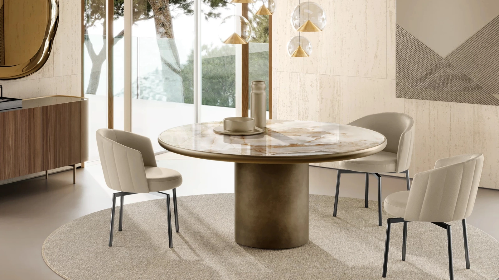 Tavolo Cilindro con top in ceramica king di Eforma