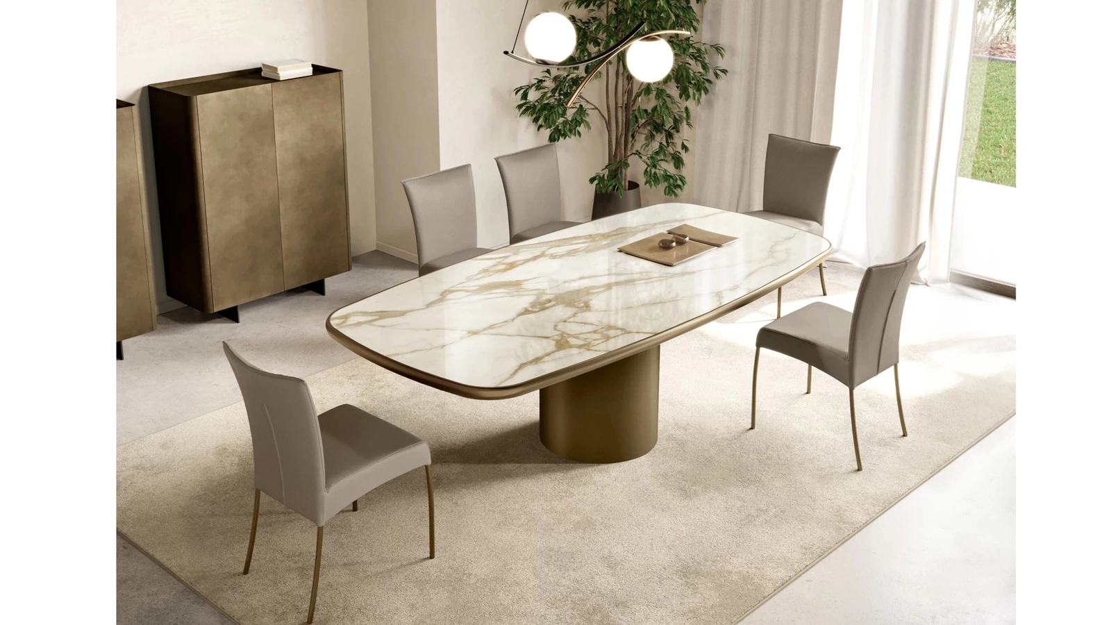 Tavolo Cilindro con top in ceramica king di Eforma