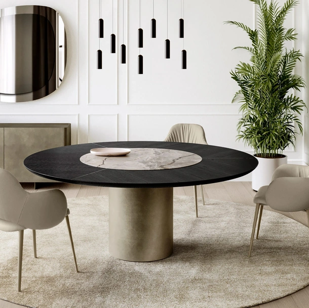 Tavolo Cilindro con top in legno e ceramica di Eforma