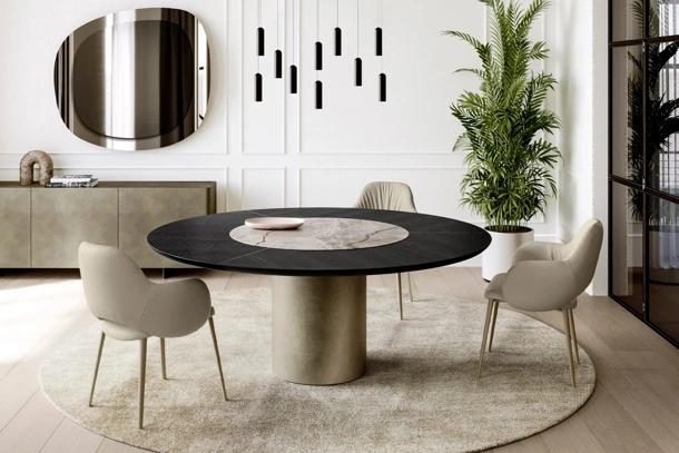 Tavolo Cilindro con top in legno e ceramica di Eforma