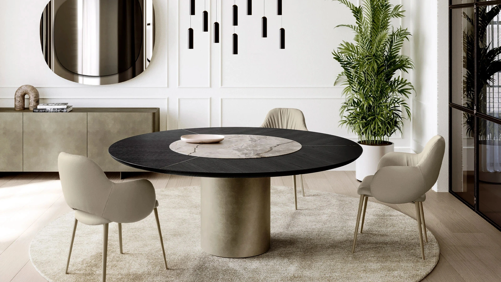 Tavolo Cilindro con top in legno e ceramica di Eforma