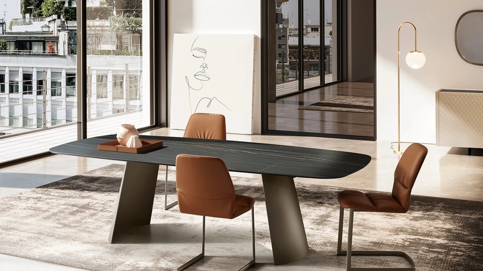 Tavolo Dorian con top in ceramica di Eforma