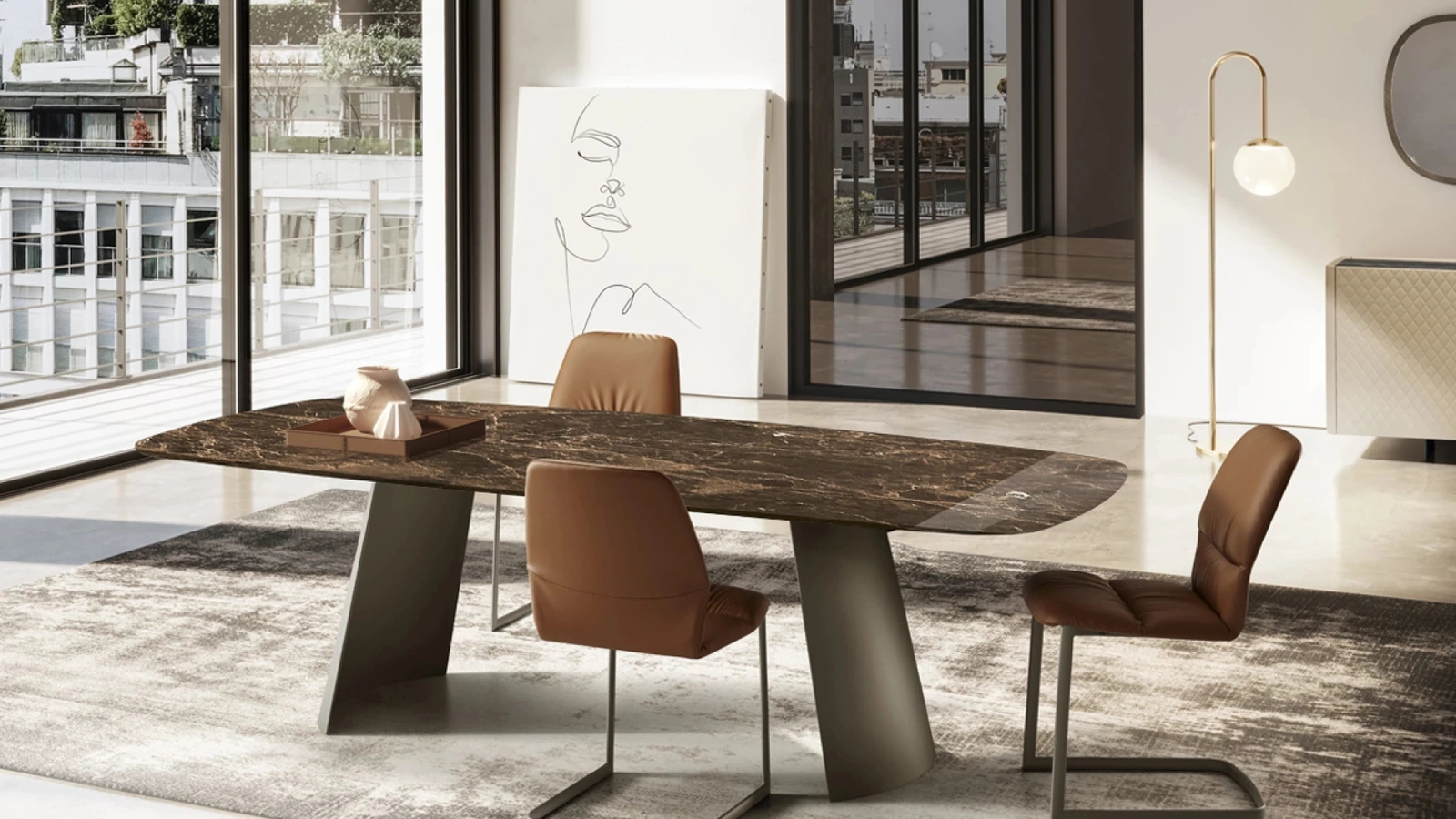 Tavolo Dorian con top in marmo di Eforma