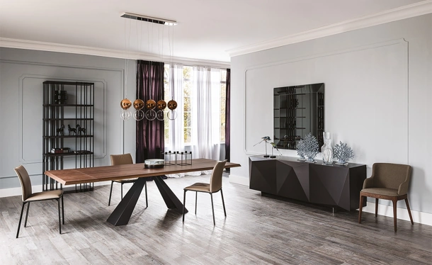 Tavolo allungabile in legno di noce e gambe in acciaio Eliot Wood Drive di Cattelan Italia