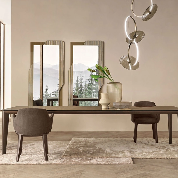 Tavolo Flaminio in vetro e legno massello di Fiam