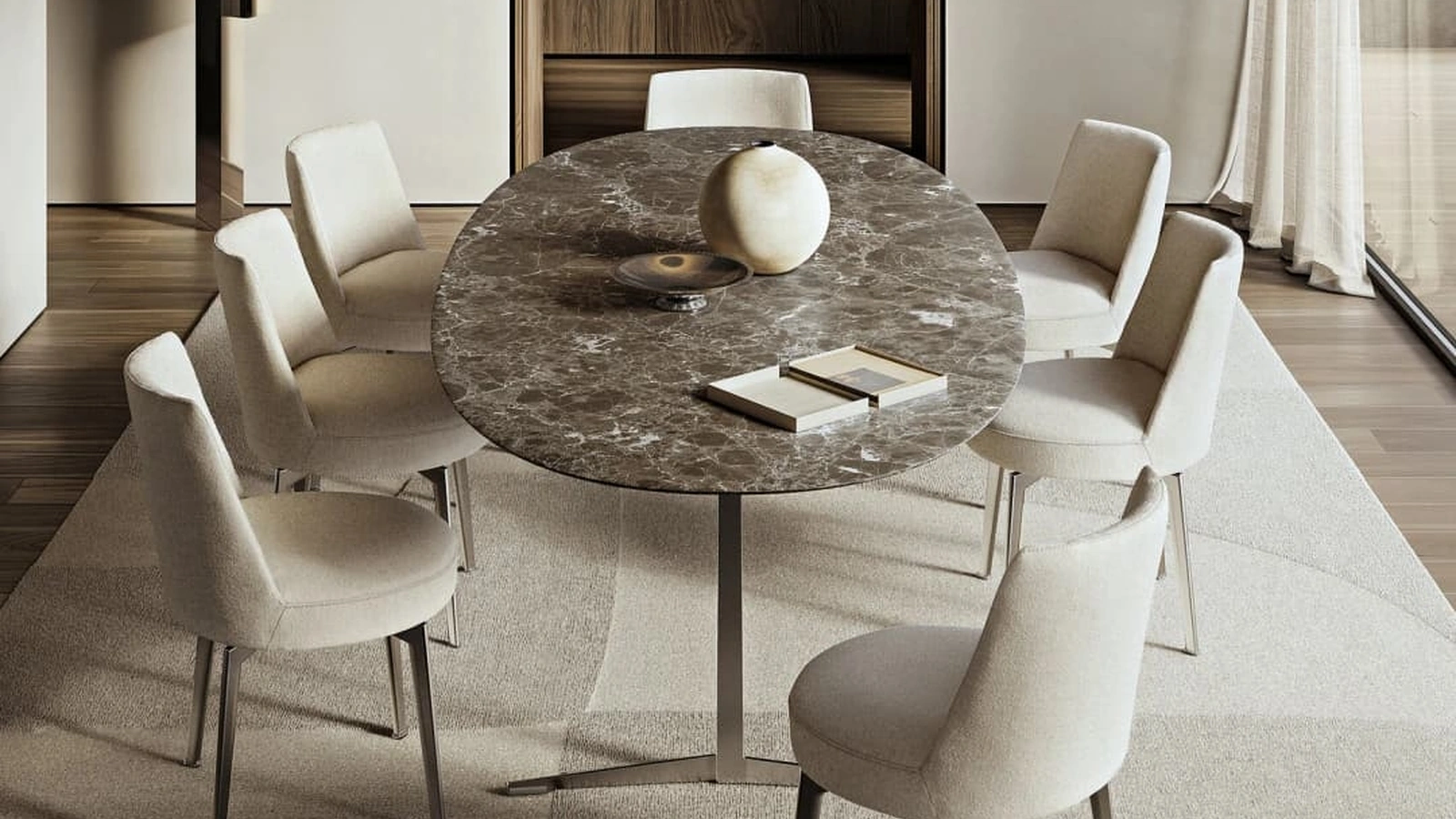 Tavolo Fly con top in marmo di Flexform