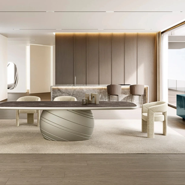 Tavolo Giove con top in ceramica king di Eforma