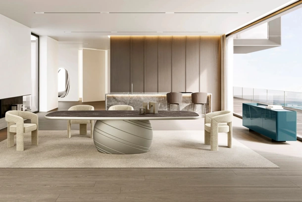 Tavolo Giove con top in ceramica king di Eforma