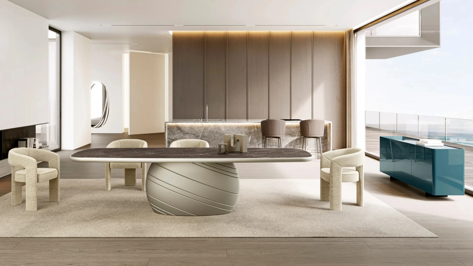 Tavolo Giove con top in ceramica king di Eforma