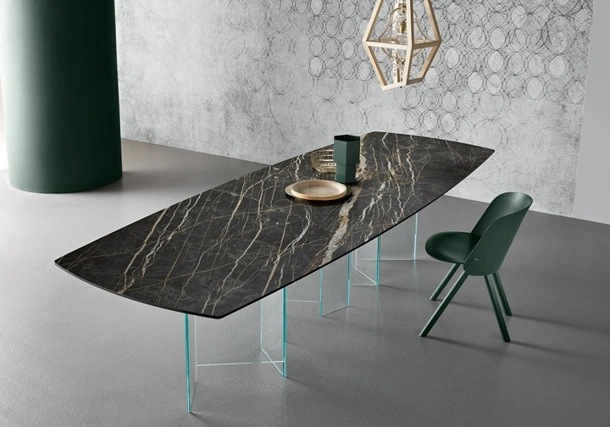 Tavolo Metropolis in ceramica più vetro di Tonelli