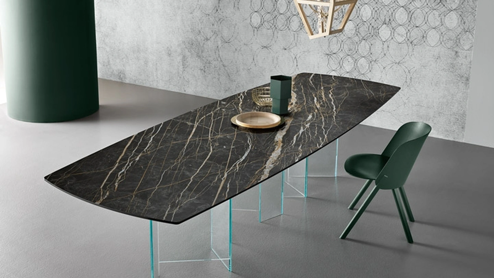 Tavolo Metropolis in ceramica più vetro di Tonelli