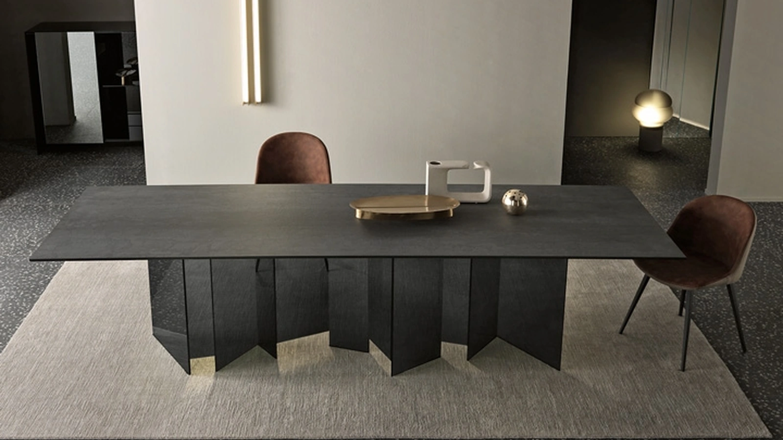 Tavolo Metropolis in ceramica più vetro di Tonelli