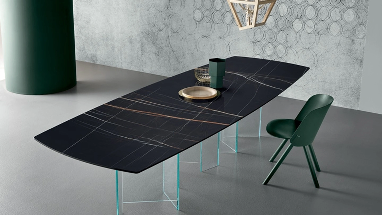 Tavolo Metropolis in ceramica più vetro di Tonelli