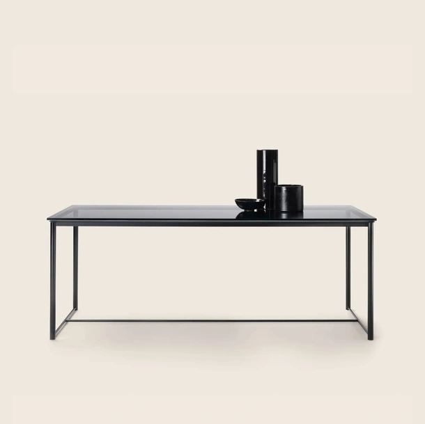 Tavolo Moka in cristallo e tubolare metallico di Flexform