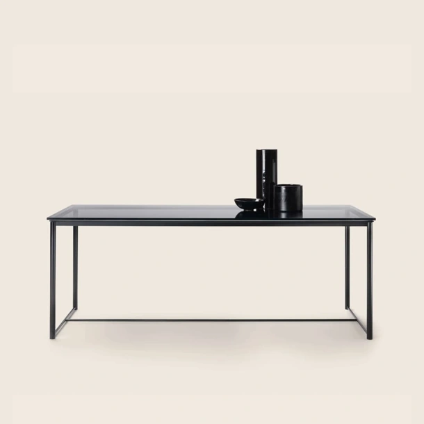 Tavolo Moka in cristallo e tubolare metallico di Flexform